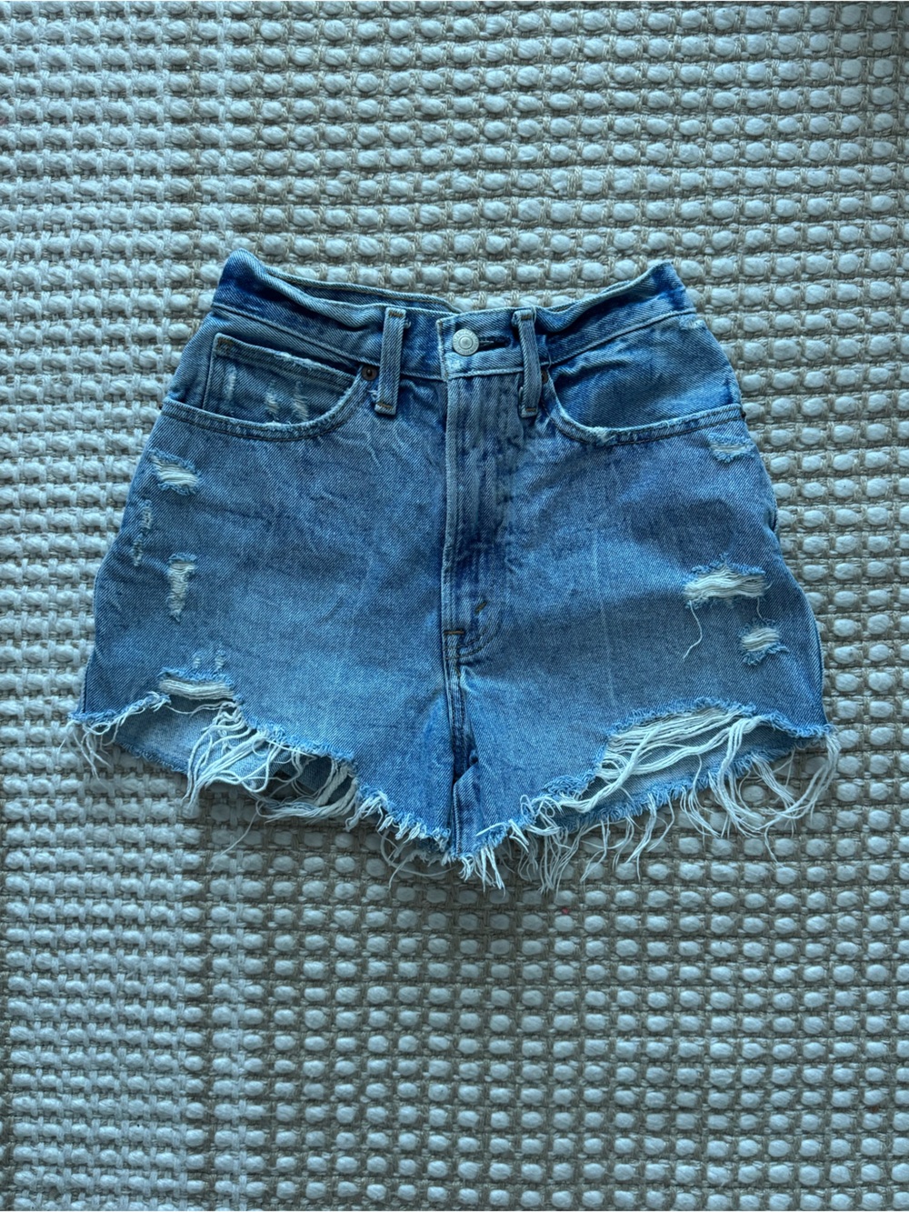 Abercrombie & Fitch Distressed Light Blue Jean Shorts